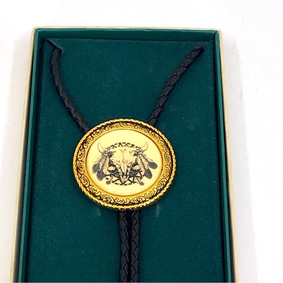 Vintage Barlow Buffalo Skull Bolo Tie – NIB – Western Cowboy Rockabilly - Picture 5 of 17